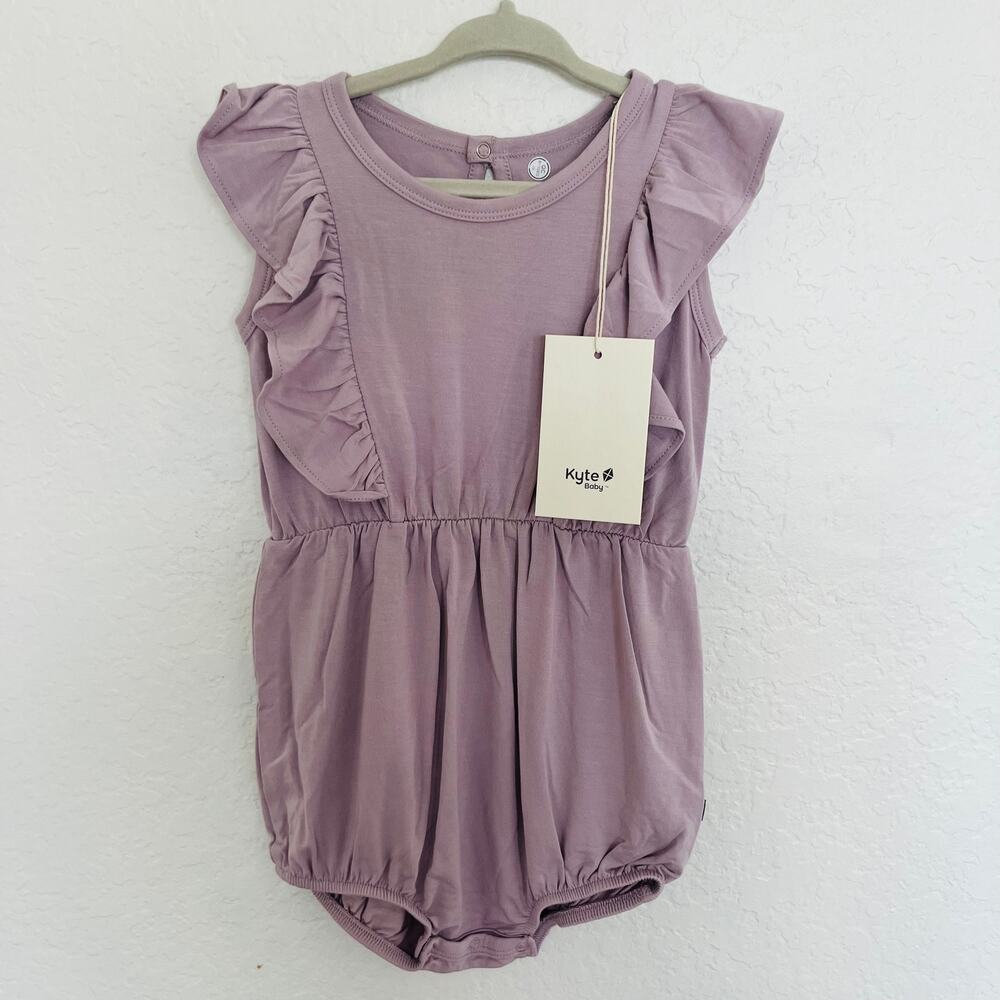 Kyte Baby NWT Purple Bamboo Ruffle Bubble Romper Bodysuit Size 2T